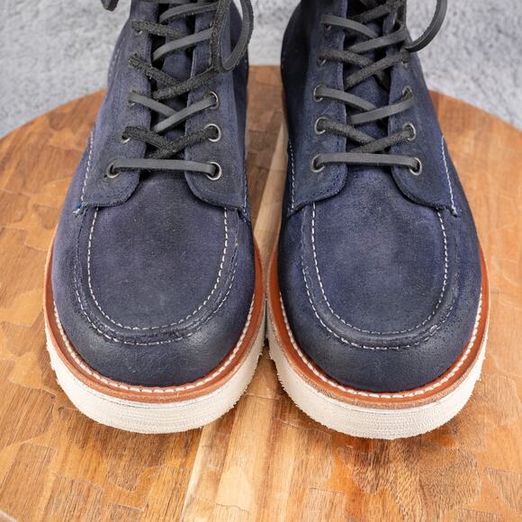 Freebird Lace Up Moc Toe Carbon Boots Men’s Size 8 Navy Suede - Picture 3 of 10